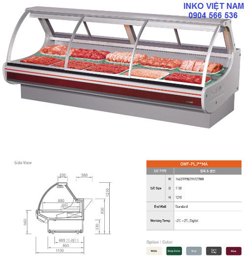 tủ mát dáng nằm cửa kính